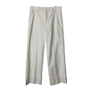ME+EM ivory wide leg trousers pants womens US 8 herringbone twill cotton
